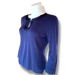 Shanghai Tang Silk Cotton Blend Pullover Blue XL (Runs Small)